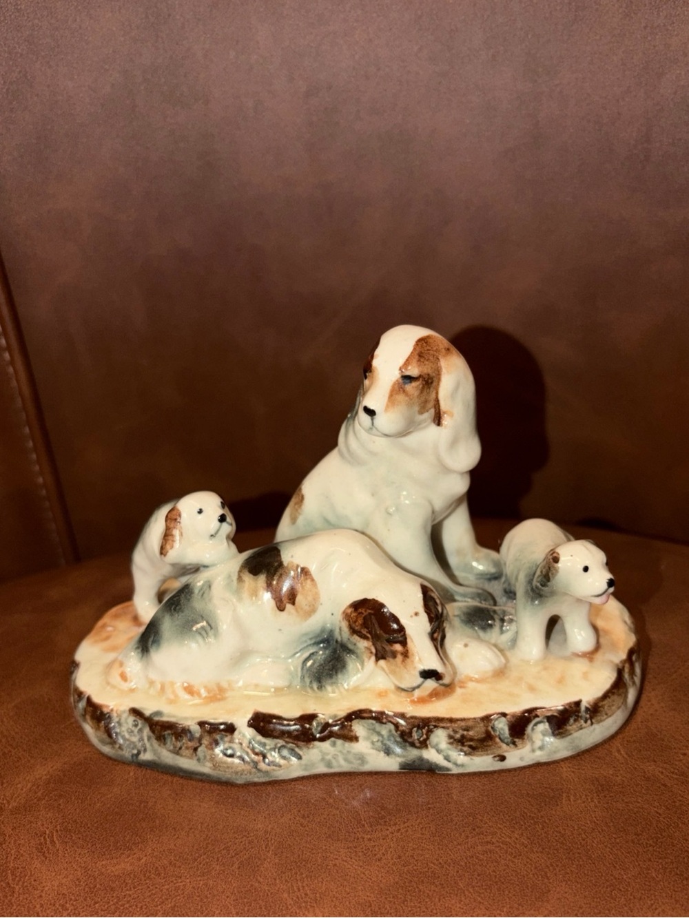 vintage Occupied Japan figurine spaniel dog family puppy